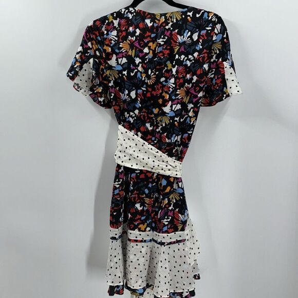 Tanya Taylor Bianka Combo Silk Wrap Dress Size 4 New with Tags - Picture 5 of 14